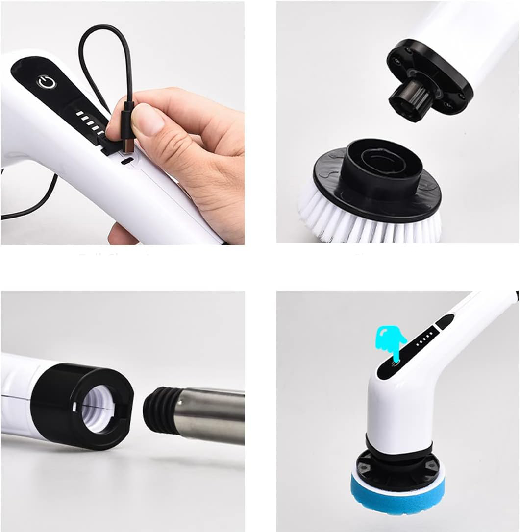 USZKODZONY/UŻYWANE Elektryczna szczotka obrotowa FARI Spin Scrubber 7 głowic + przedłużka - obrazek 3