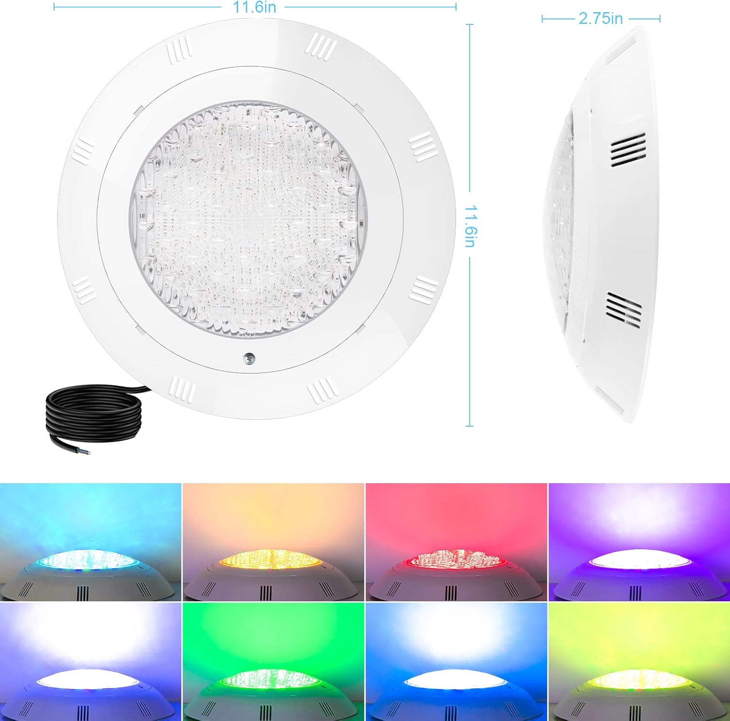 Podwodne oświetlenie basenowe Kingwen LED RGBW 38 W IP68 12 V, Używany - obrazek 2