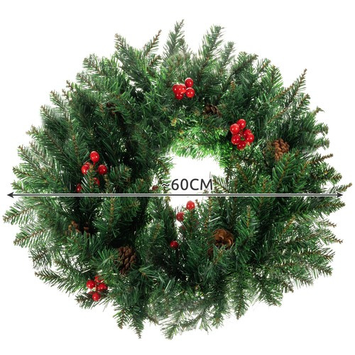 Stroik Świąteczny Wianek na Drzwi Dekoracyjny Ozdobny Ozdoba 60cm Gęsty XXL - obrazek 4