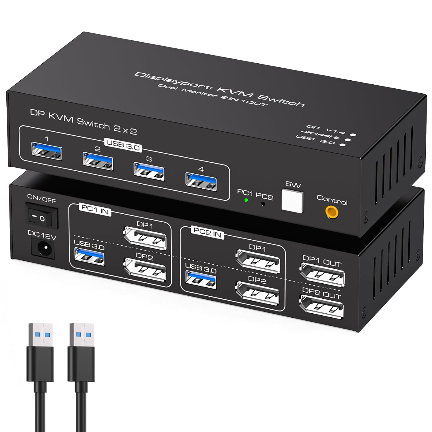 UŻYWANY/NIEKOMPLETNY Przełącznik KVM TJCXELE DisplayPort 4K144Hz 2 PC