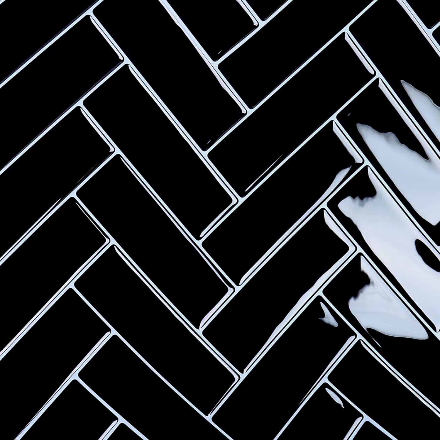 Naklejki 3D na ścianę VaryPaper Herringbone 30,5x30,5 cm, 20 szt. czarne