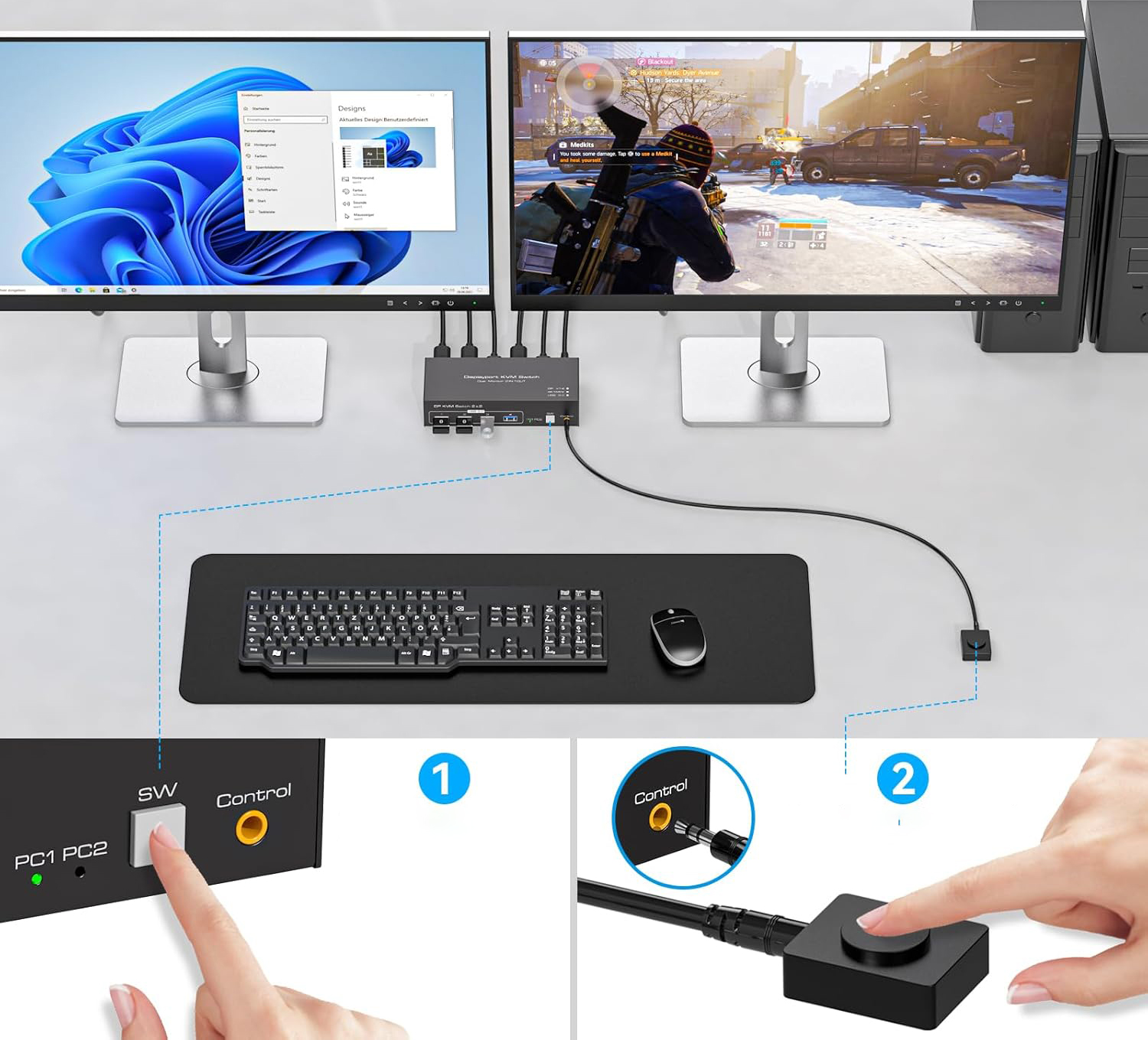 UŻYWANY/NIEKOMPLETNY Przełącznik KVM TJCXELE DisplayPort 4K144Hz 2 PC - obrazek 5