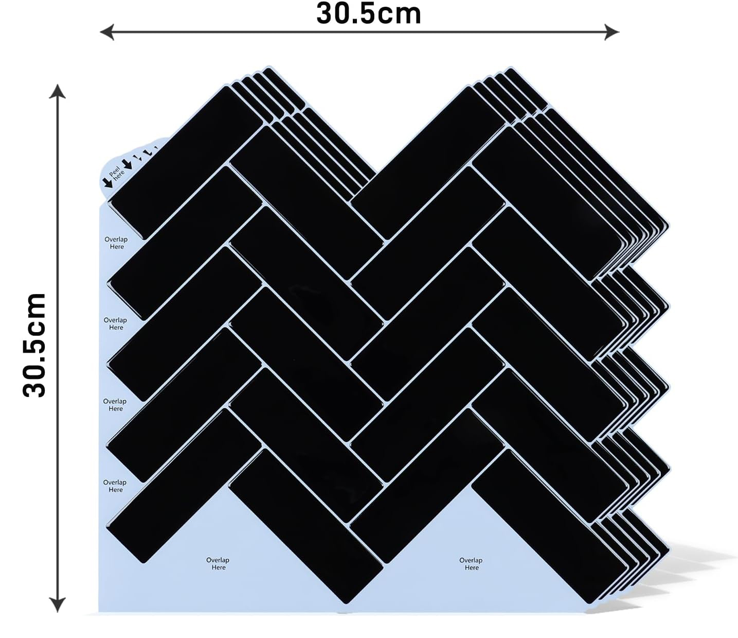 Naklejki 3D na ścianę VaryPaper Herringbone 30,5x30,5 cm, 20 szt. czarne - obrazek 3