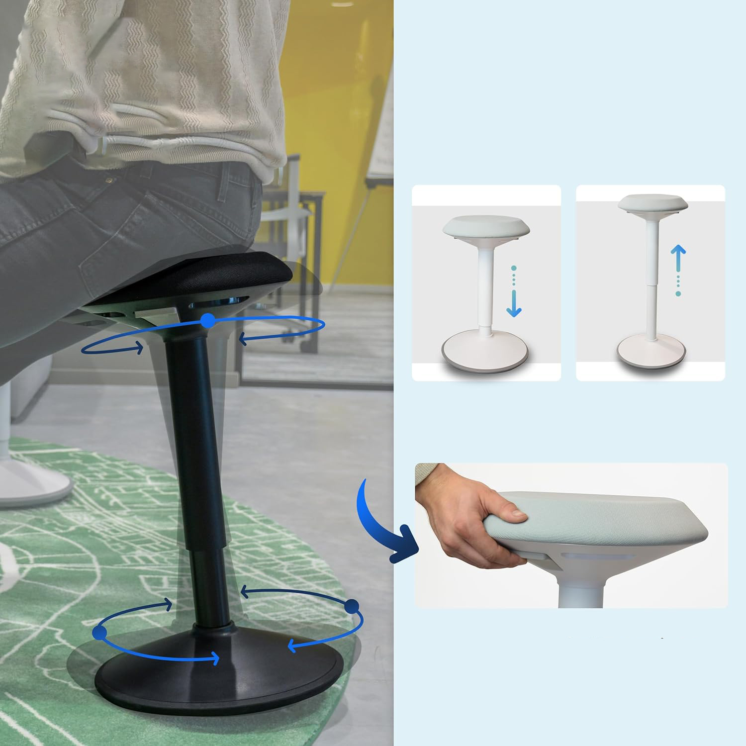 UŻYWANE stołek ergonomiczny biurowy Backerz regulacja 55-80 cm obrotowy - obrazek 6