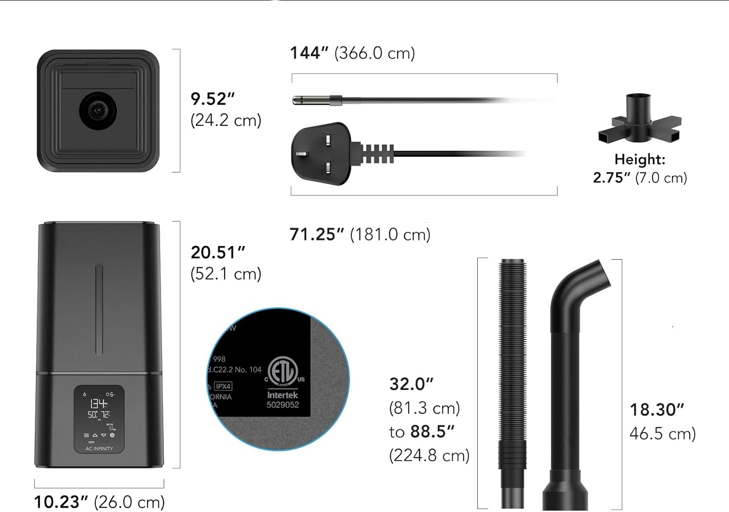 UŻYWANE Nawilżacz powietrza do roślin 15L z regulacją AC Infinity T7 ACCFT7 - obrazek 4