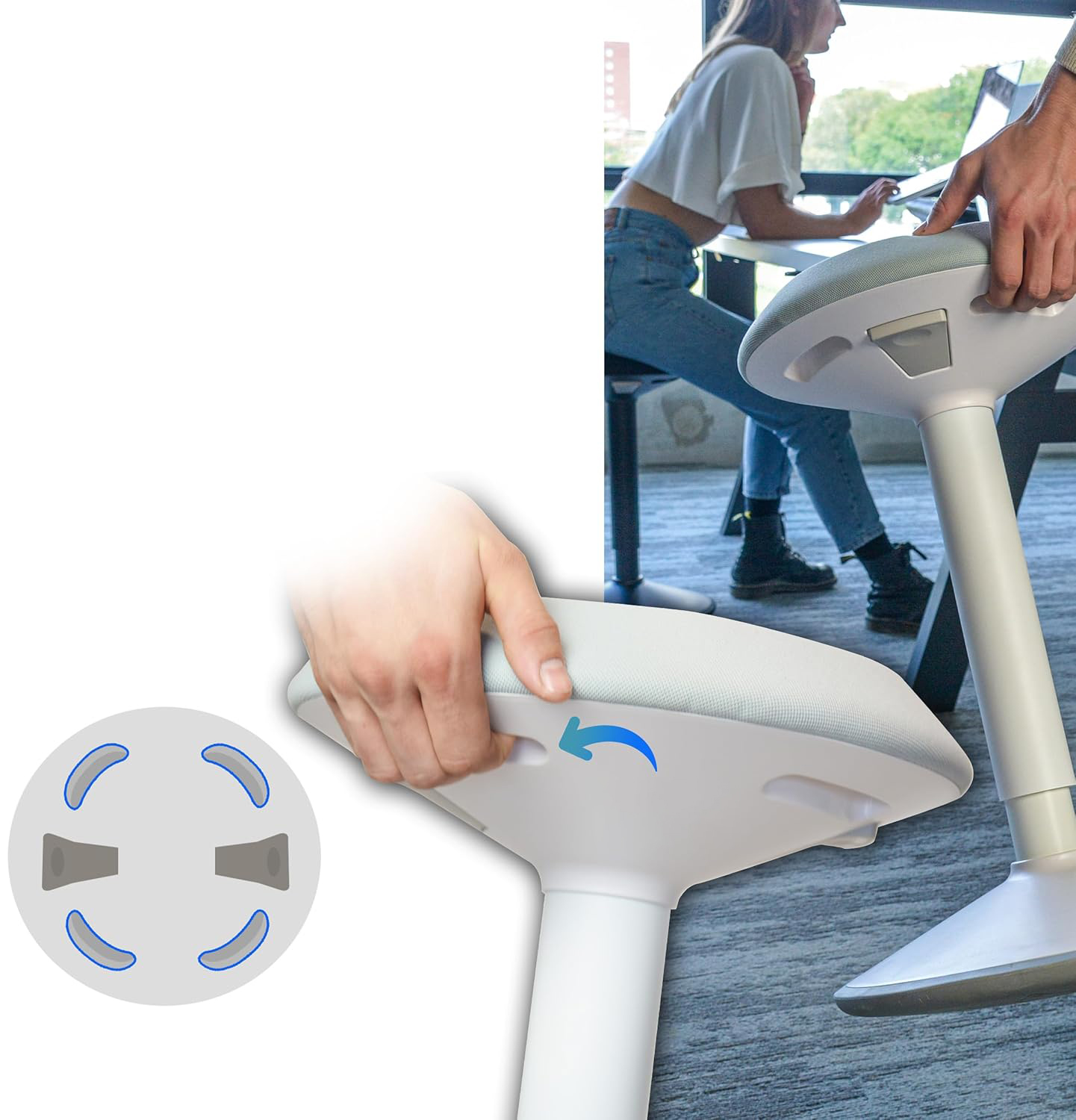 UŻYWANE stołek ergonomiczny biurowy Backerz regulacja 55-80 cm obrotowy - obrazek 4