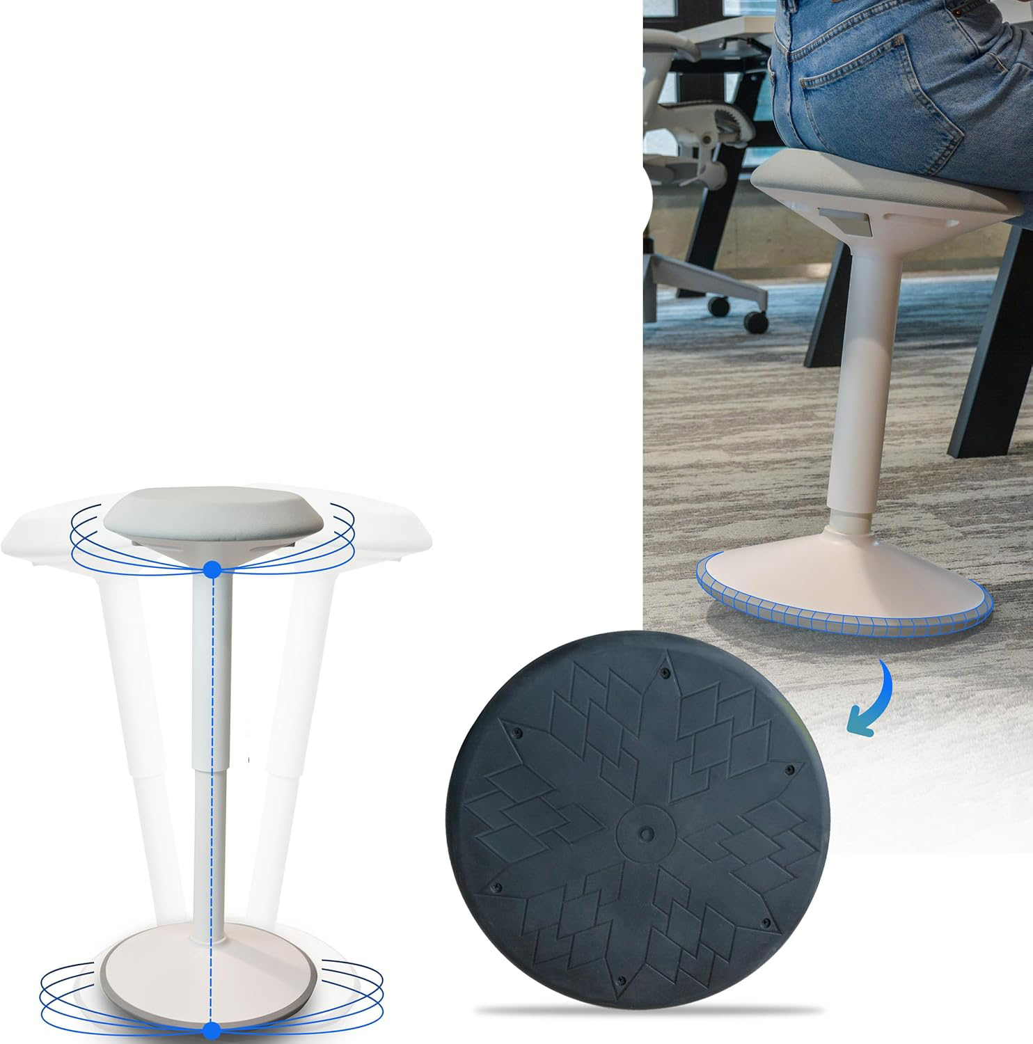 UŻYWANE stołek ergonomiczny biurowy Backerz regulacja 55-80 cm obrotowy - obrazek 3