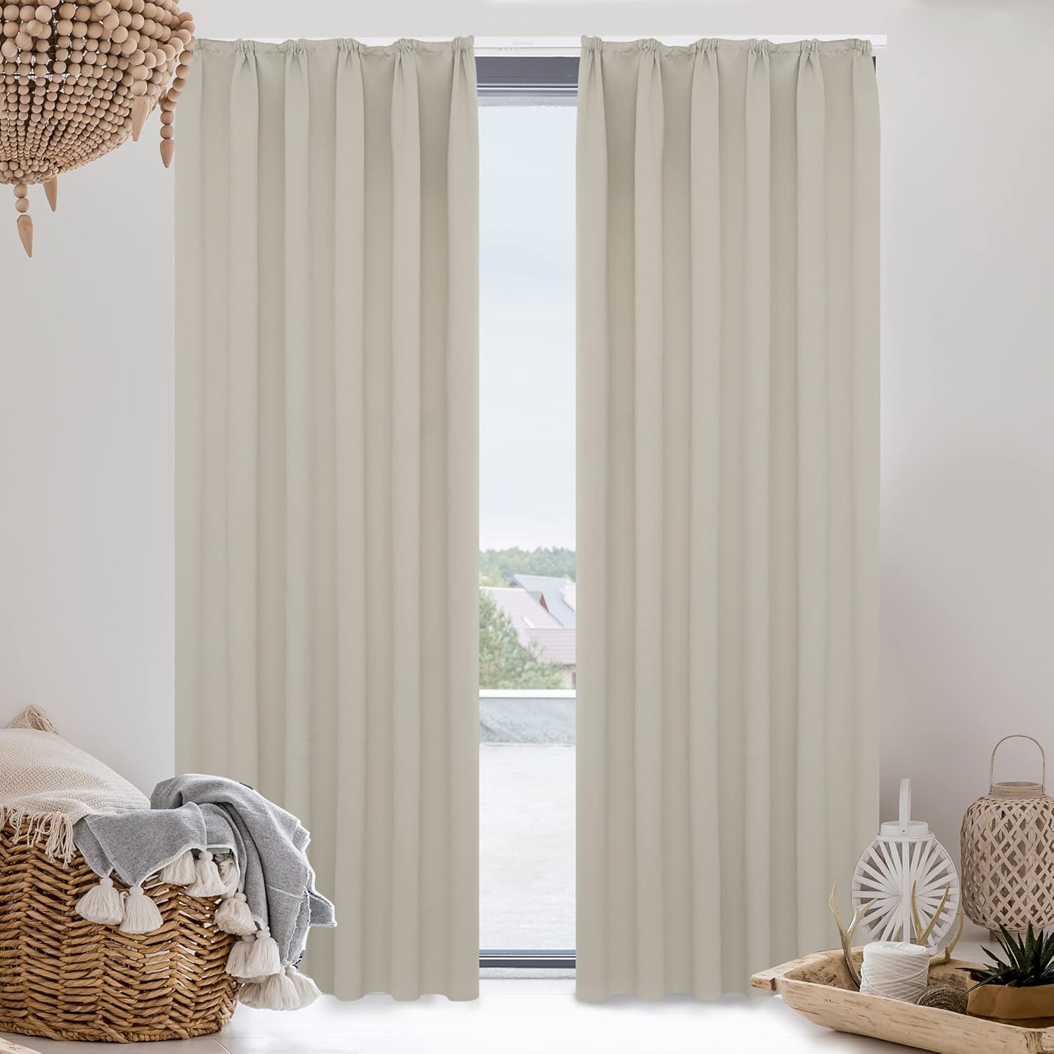 Zasłony zaciemniające Deconovo 140х245cm beżowe komplet 2 szt.