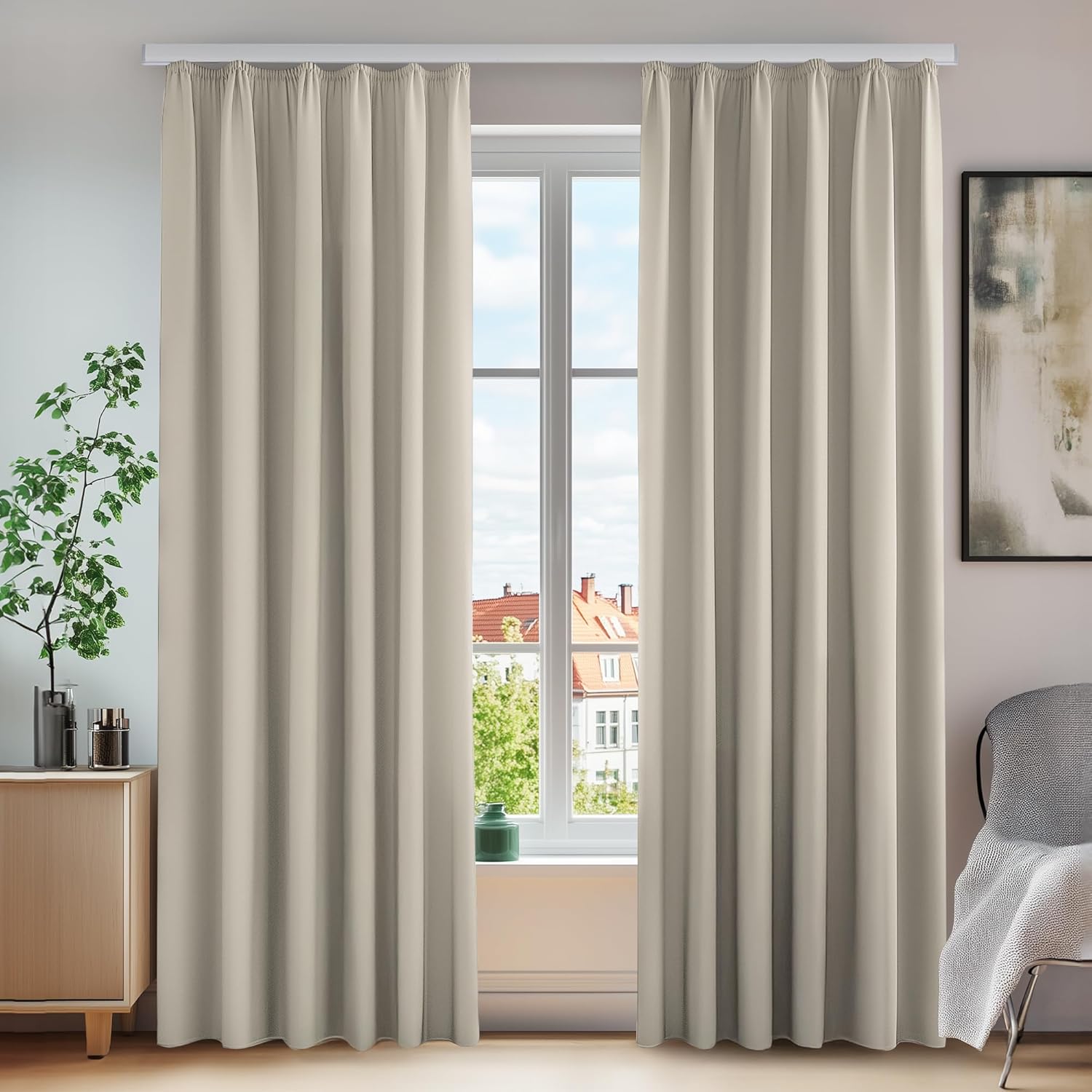 Zasłony zaciemniające Deconovo 140х245cm beżowe komplet 2 szt. - obrazek 2
