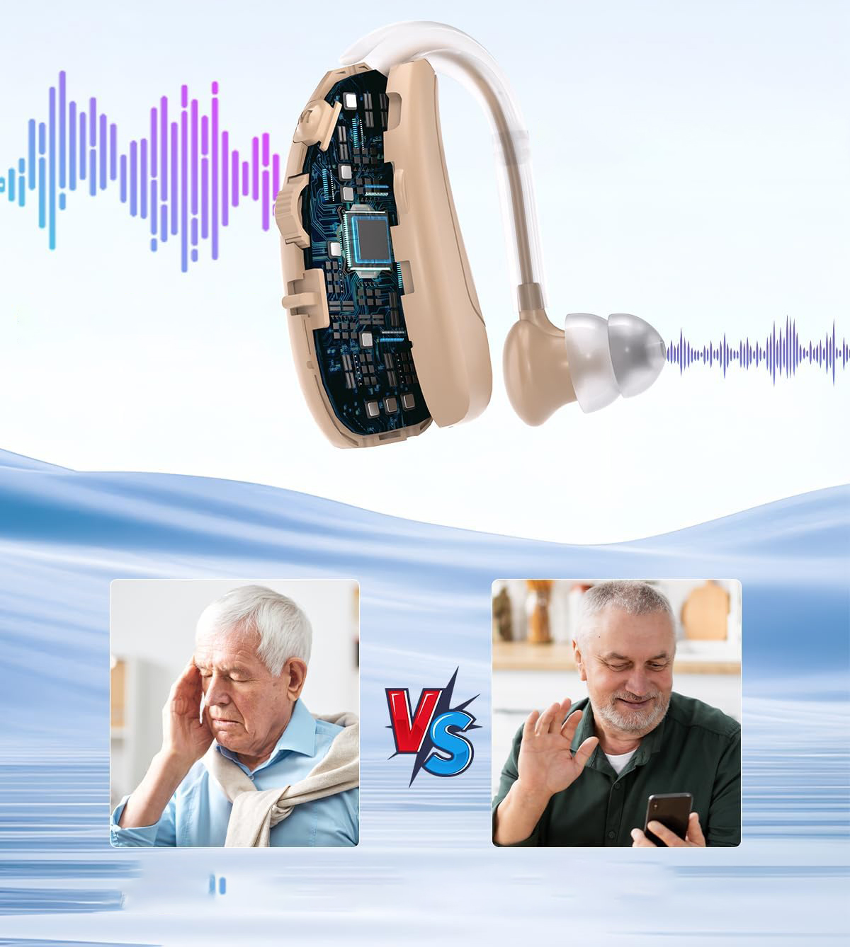 Aparat słuchowy Delmicure DELM-1011D bezprzewodowy z 4 trybami i 2 sztuki - obrazek 6